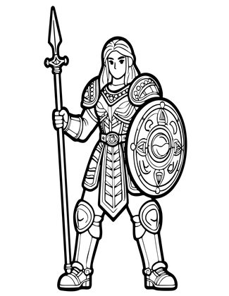 Spear and Shield - Free printable coloring page