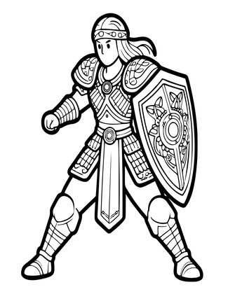 Shield Maiden - Free printable coloring page