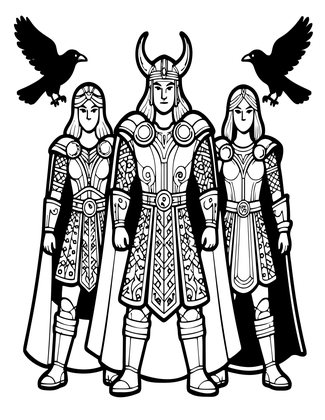 Odin's Council - Free printable coloring page
