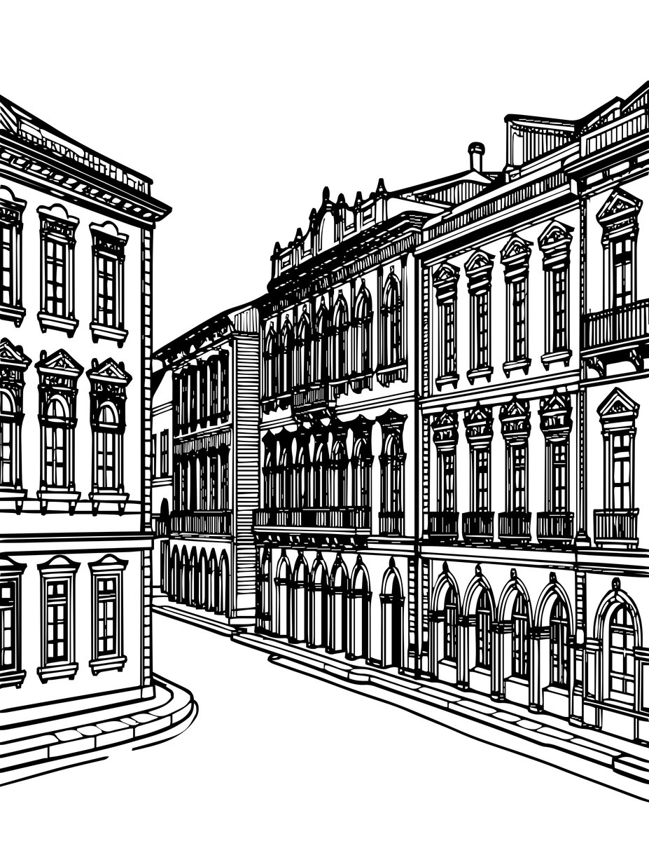 Grand Canal View - free printable coloring page
