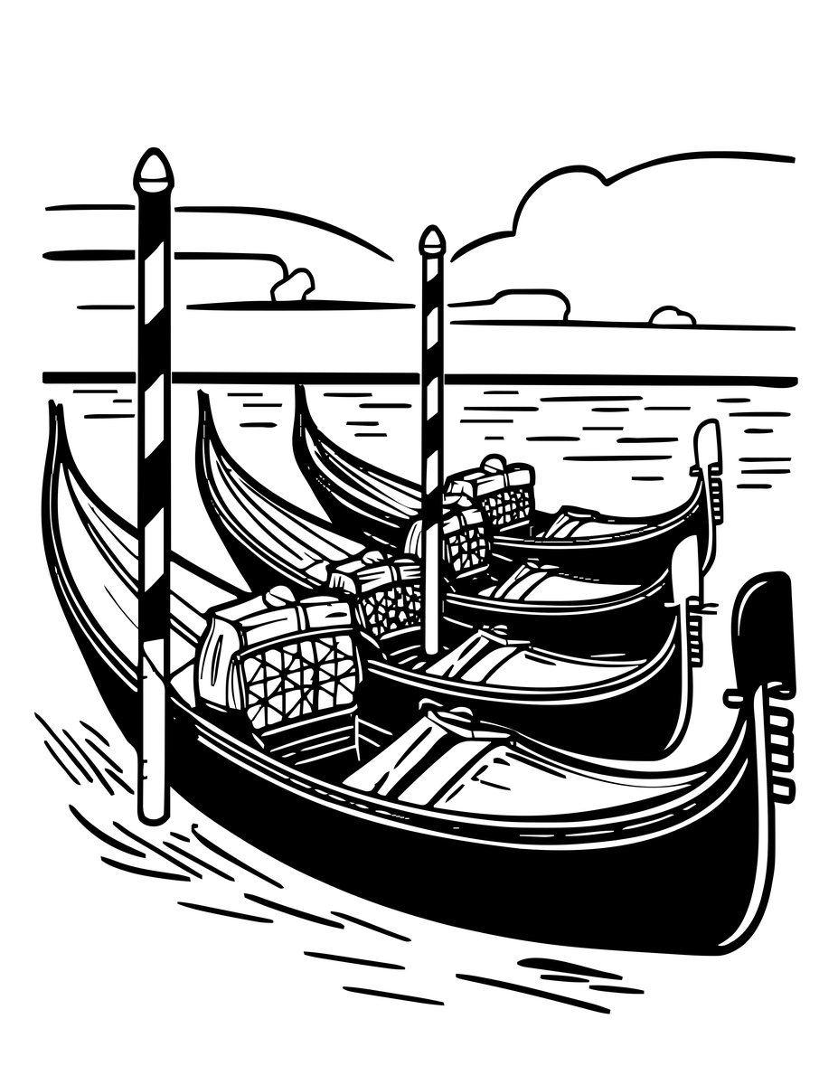 Gondola Mooring - free printable coloring page