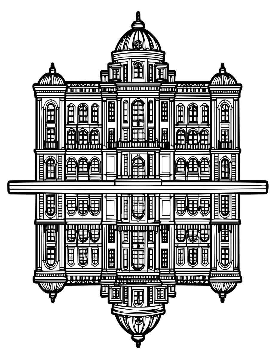 Canal Reflection - free printable coloring page