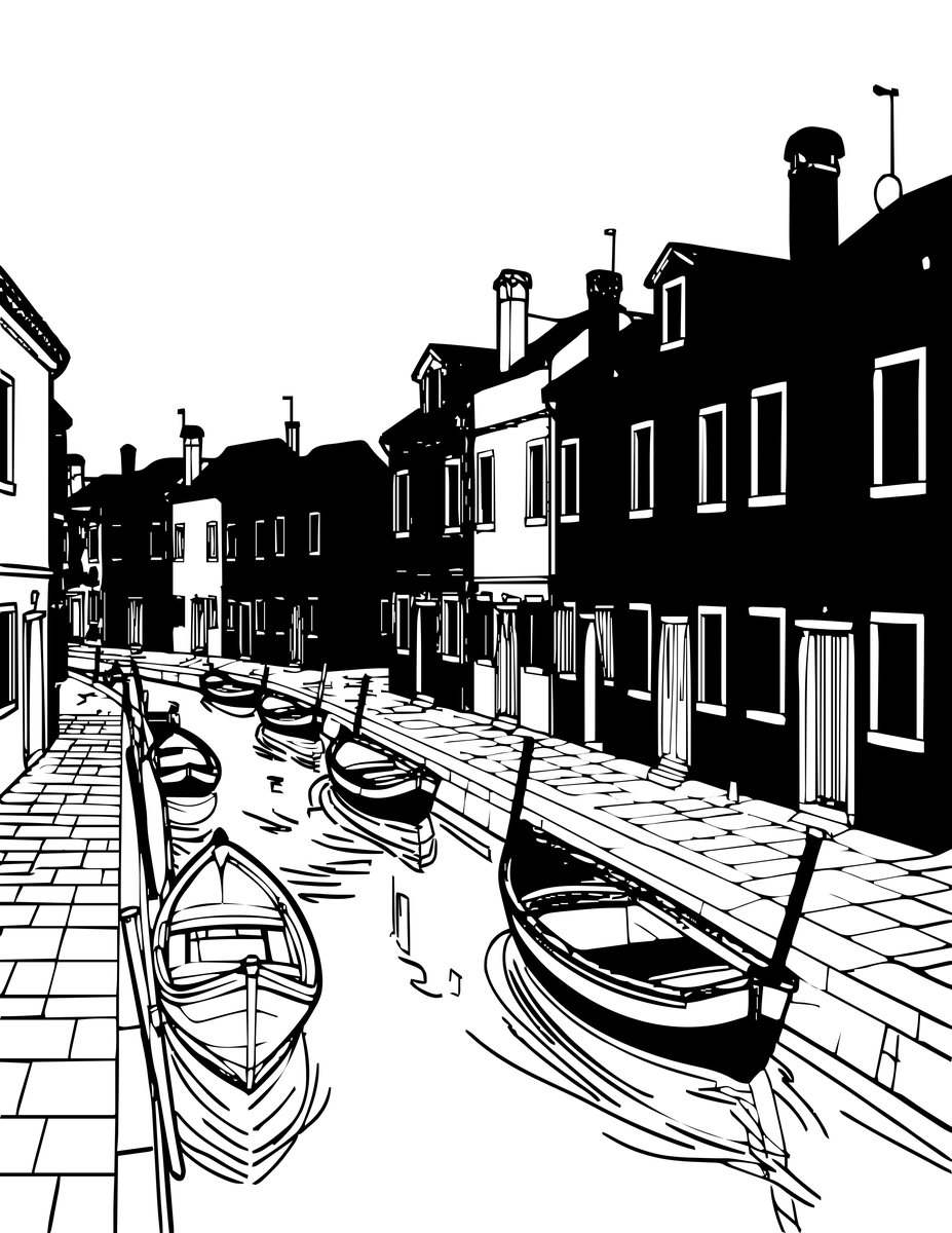 Burano Island - free printable coloring page
