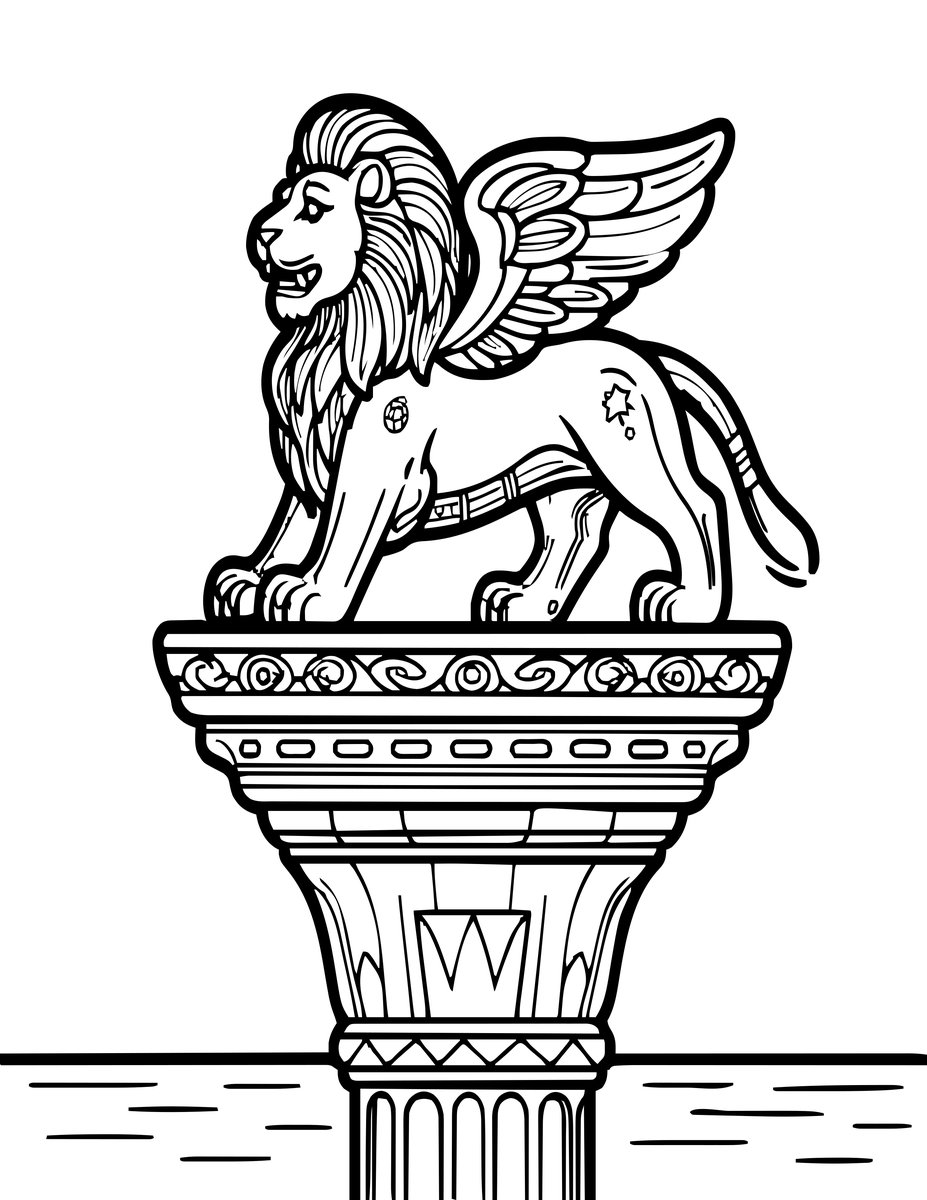 Lion of Venice - free printable coloring page