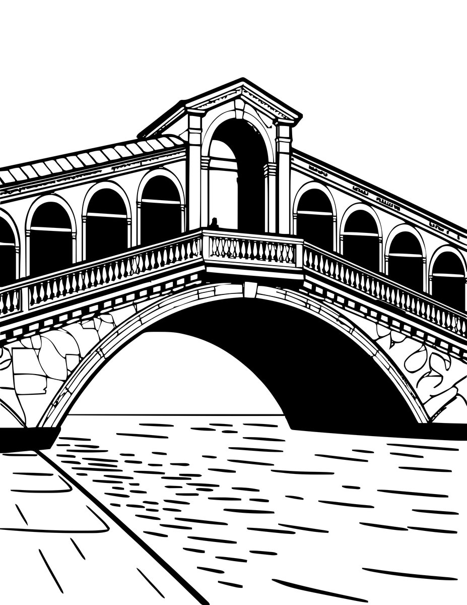 Rialto Bridge - free printable coloring page