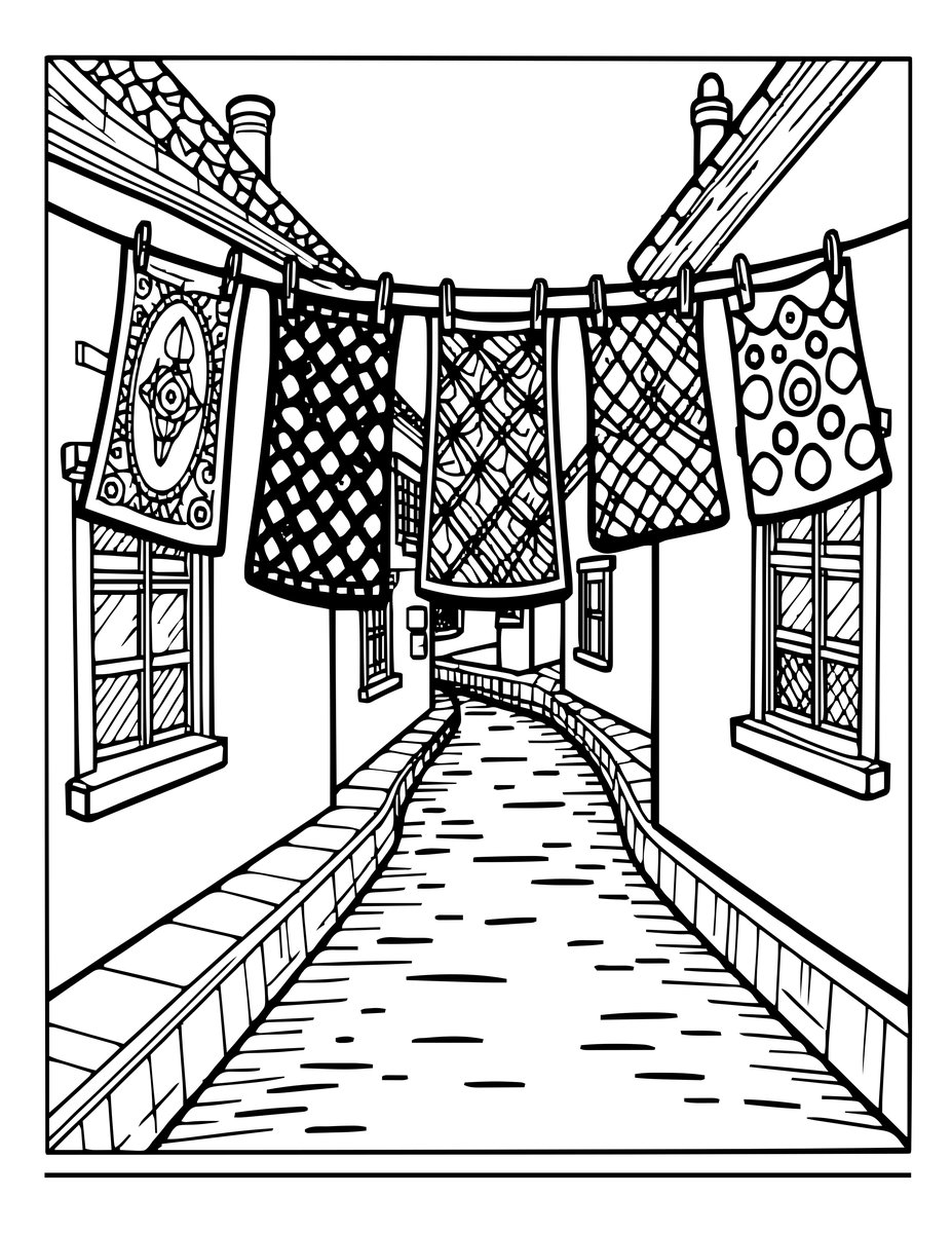 Washing Lines - free printable coloring page