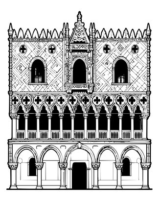 Palazzo Facade - Free printable coloring page