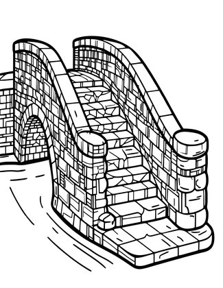 Canal Bridge Steps - Free printable coloring page