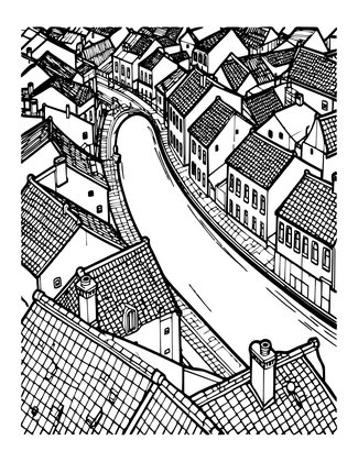 Venetian Rooftops - Free printable coloring page