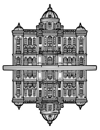 Canal Reflection - Free printable coloring page