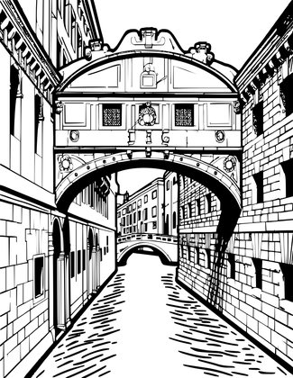 Bridge of Sighs - Free printable coloring page
