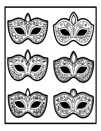 Venetian Masks - Free printable coloring page