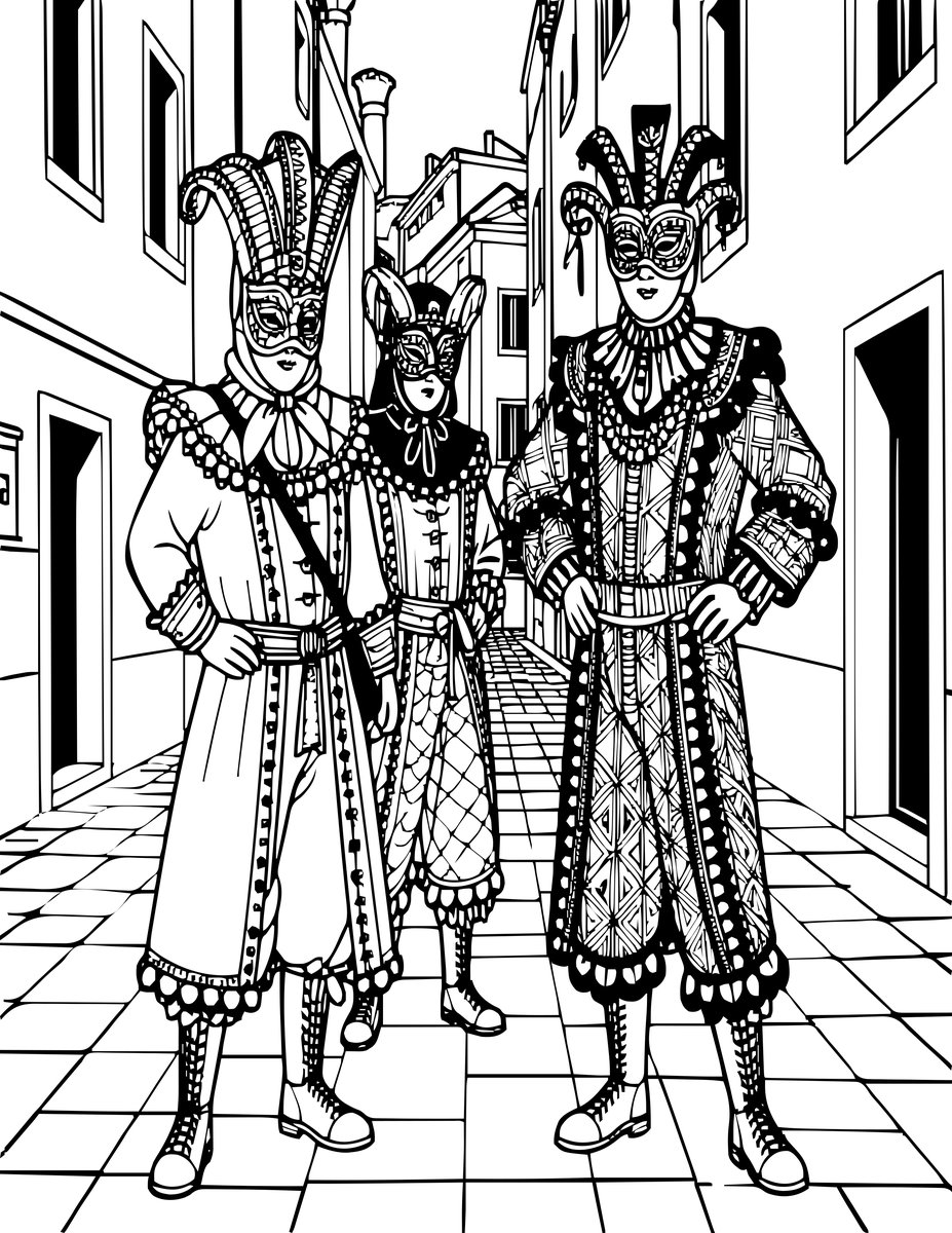 Carnival Venice Street - free printable coloring page