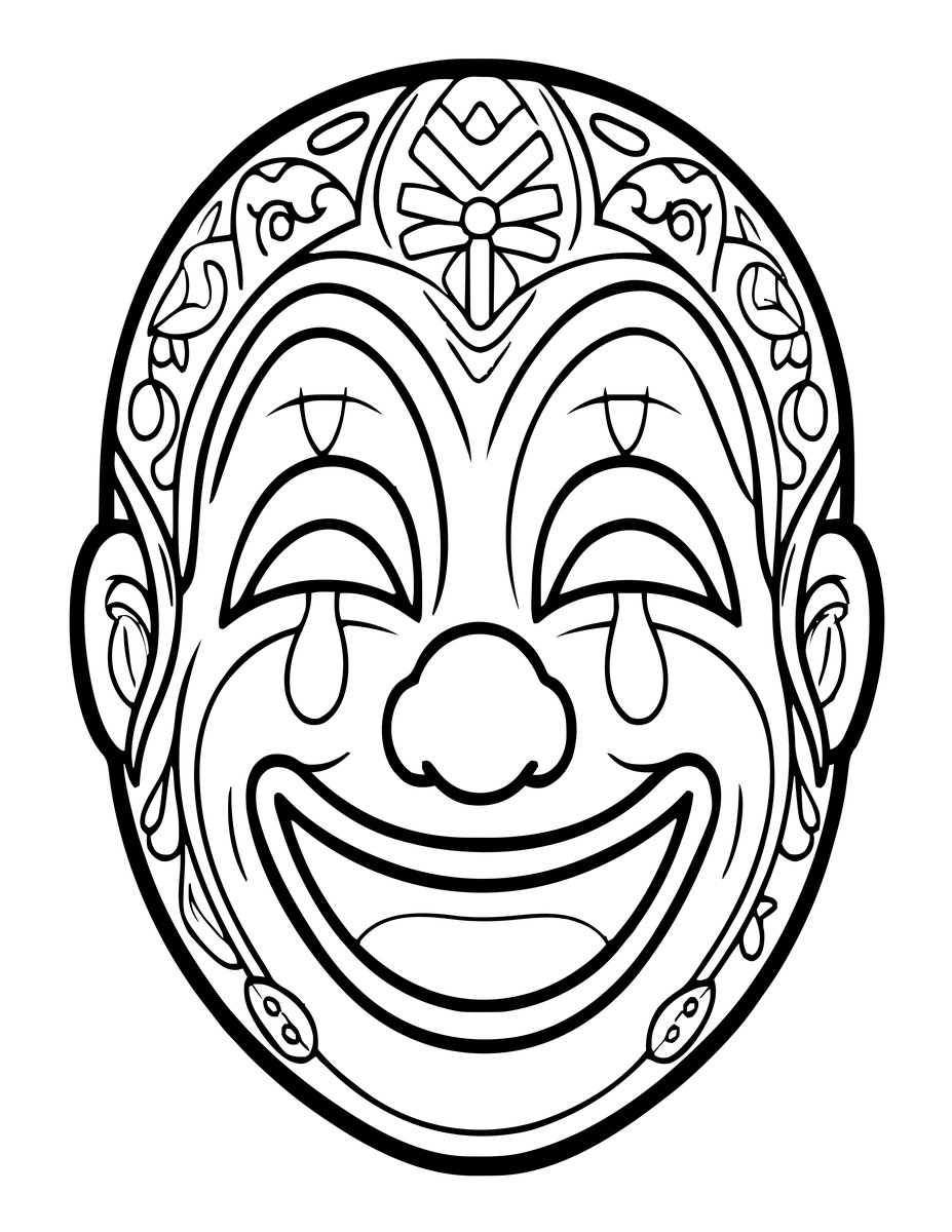 Clown Mask - free printable coloring page