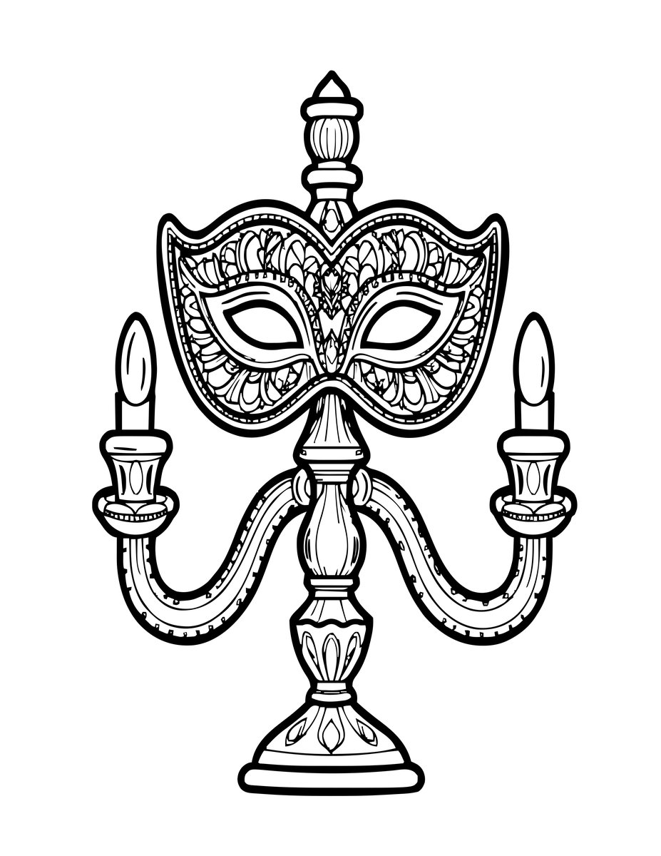 Mask and Candelabra - free printable coloring page