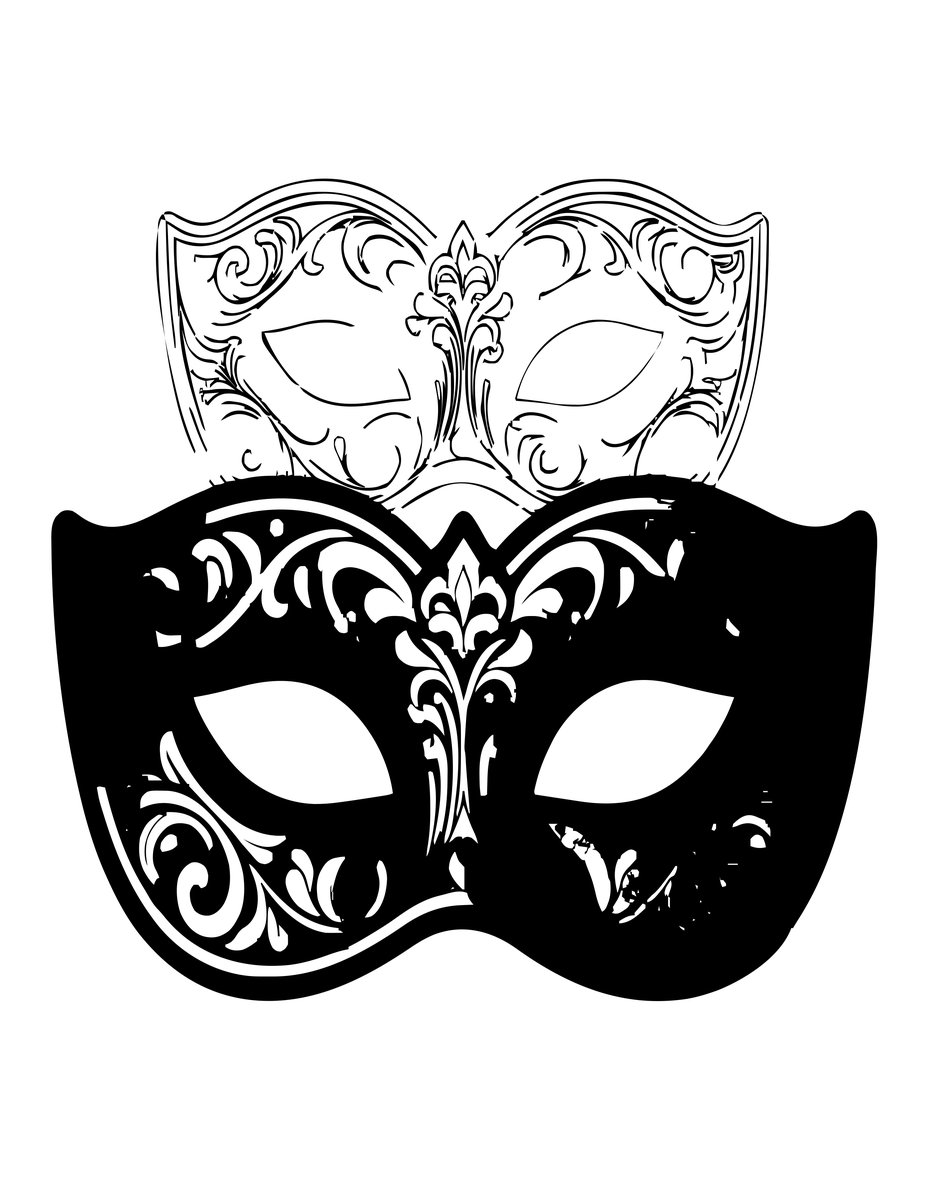 Black and Gold Mask - free printable coloring page