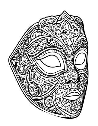 Half-Face Intricate - Free printable coloring page