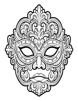 Mask with Scrollwork - Free printable coloring page