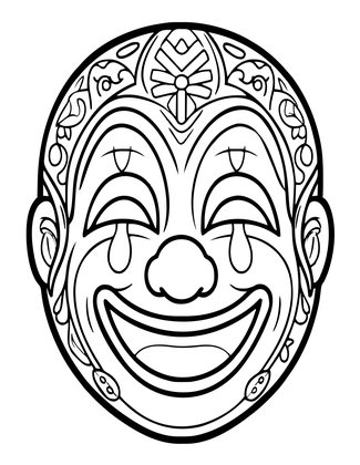 Clown Mask - Free printable coloring page