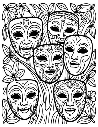 Mask Garden - Free printable coloring page
