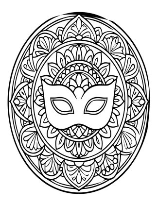 Mask Mandala - Free printable coloring page