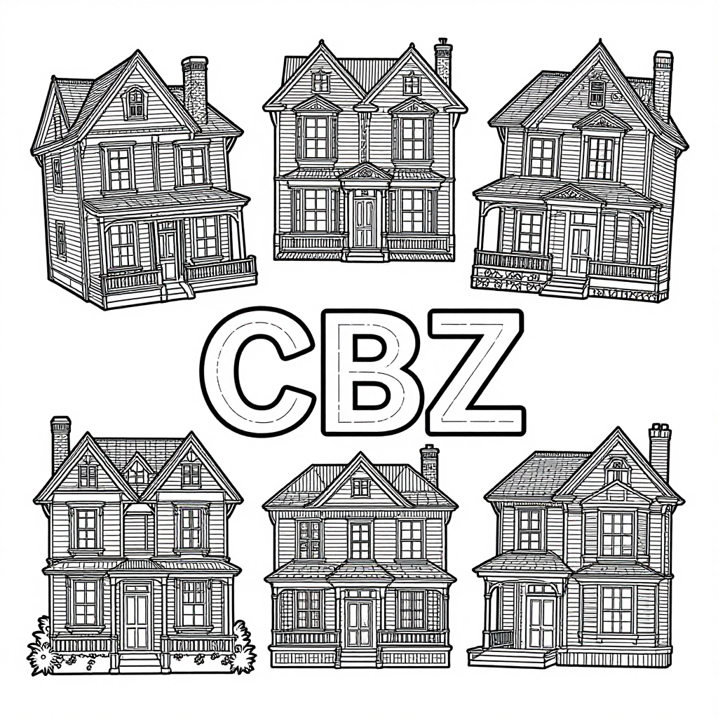 Victorian Houses coloring pages collection - 30 free printable pages