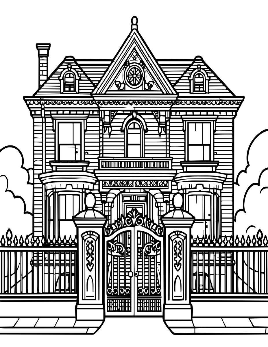 Gate and Fence - free printable coloring page