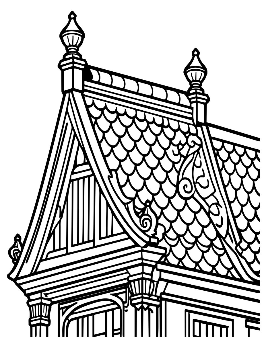 Roof Detail - free printable coloring page