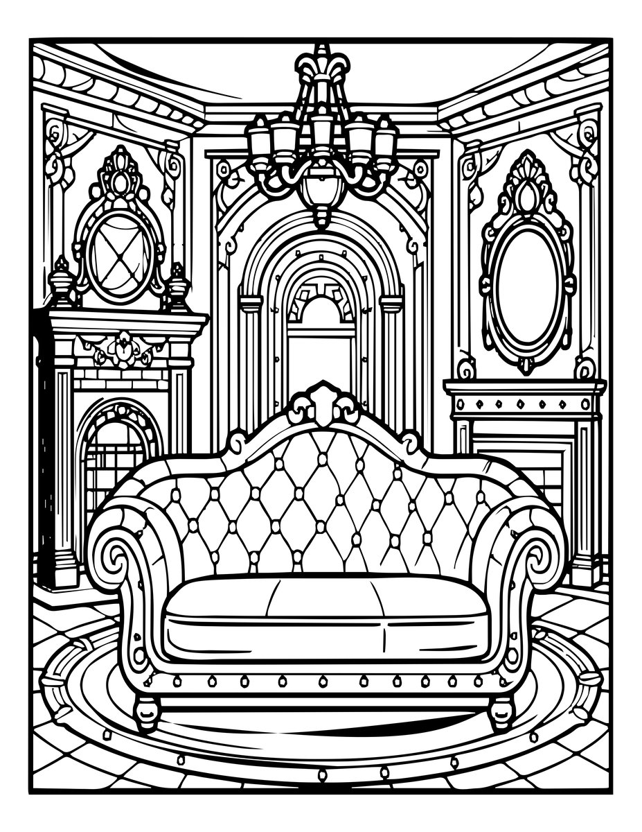 Interior Parlor - free printable coloring page