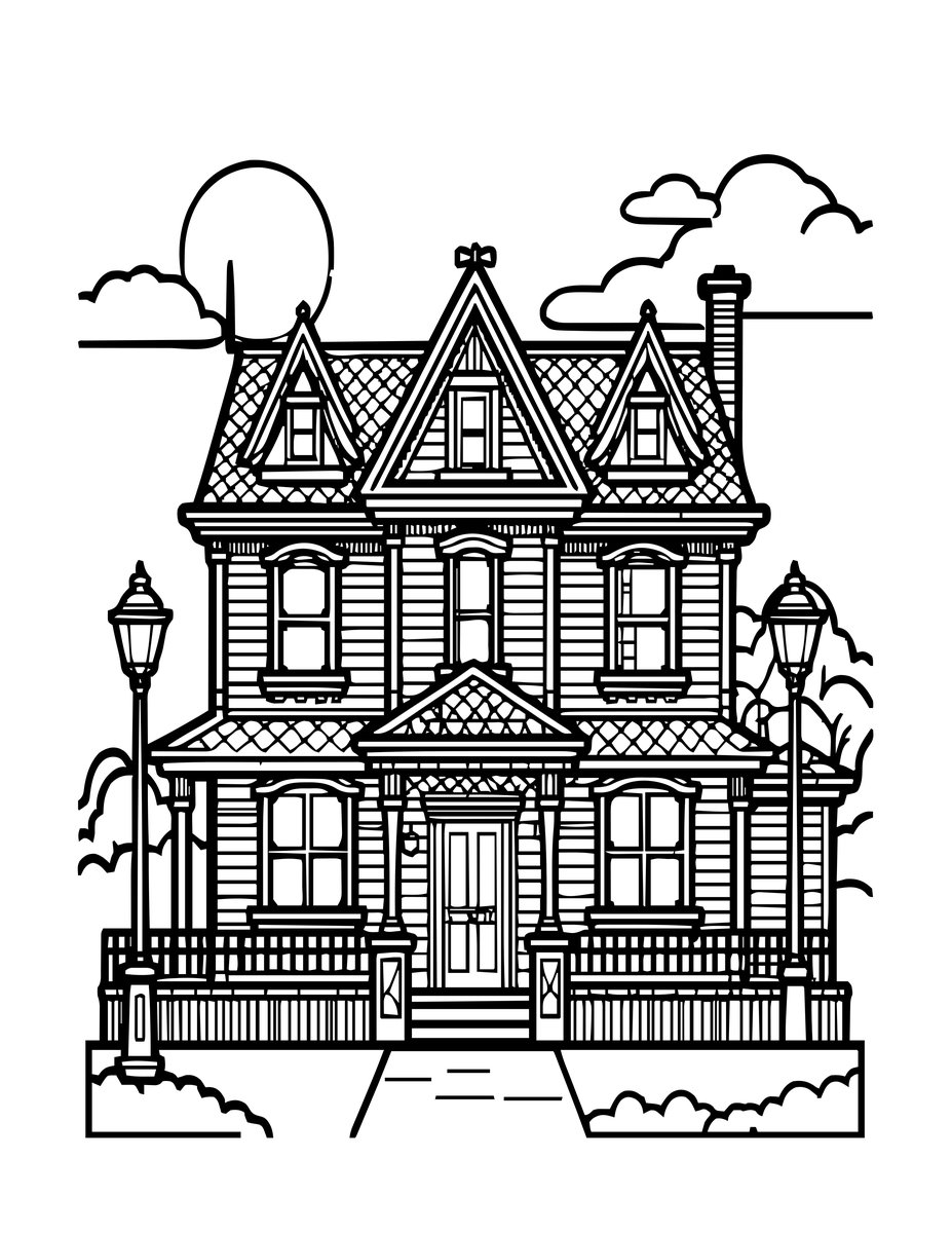 Night Scene - free printable coloring page
