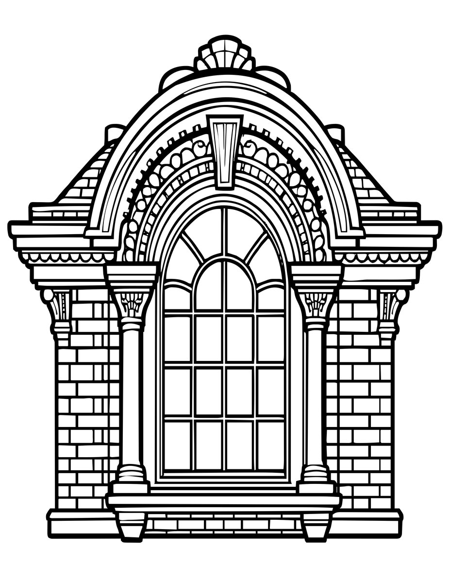Attic Window - free printable coloring page