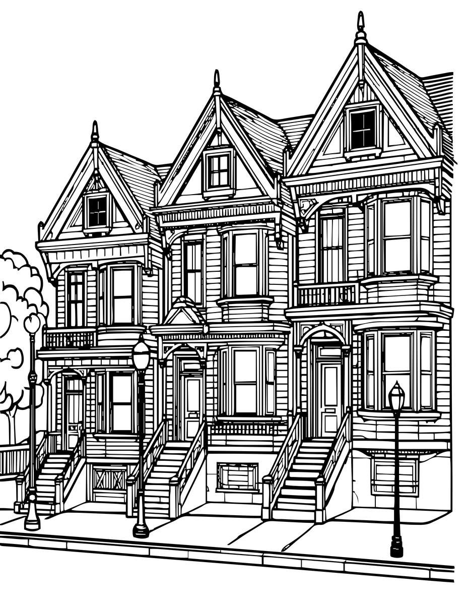 Street Scene - free printable coloring page