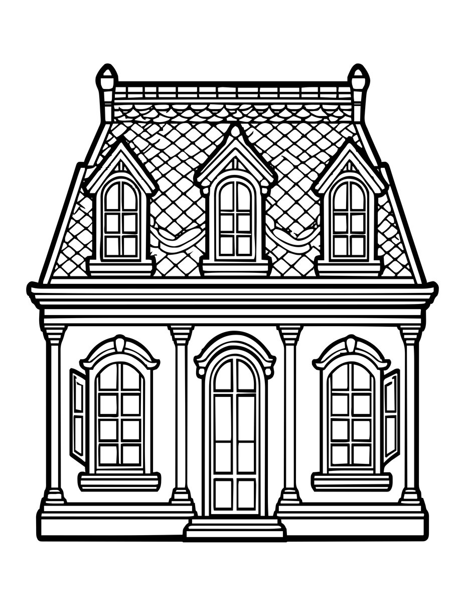 Mansard Roof - free printable coloring page