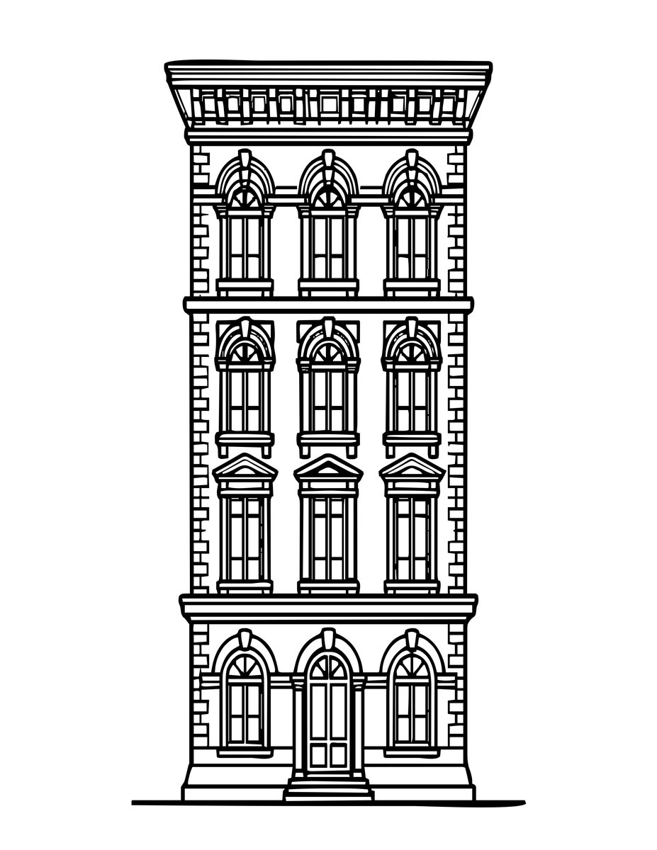 Italianate Villa - free printable coloring page