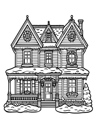 Winter Scene - Free printable coloring page