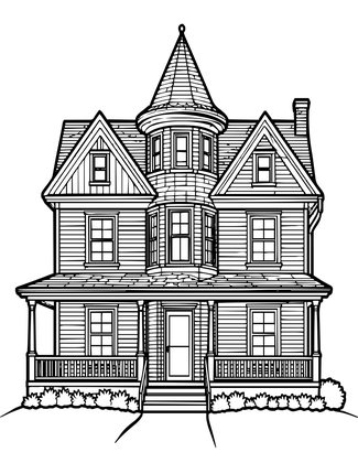 Queen Anne Tower - Free printable coloring page