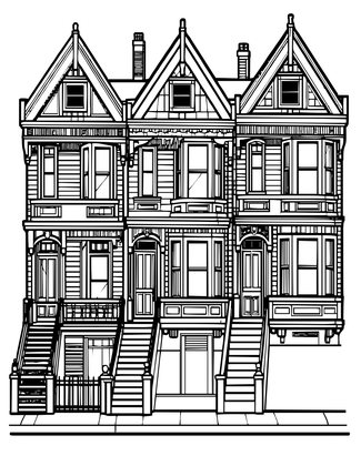 Row Houses - Free printable coloring page
