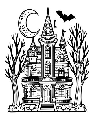 Haunted Victorian - Free printable coloring page