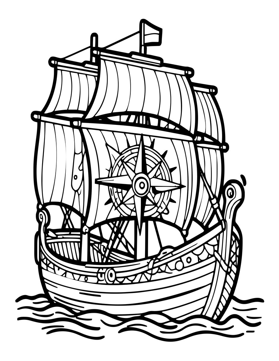 Viking Navigation - free printable coloring page