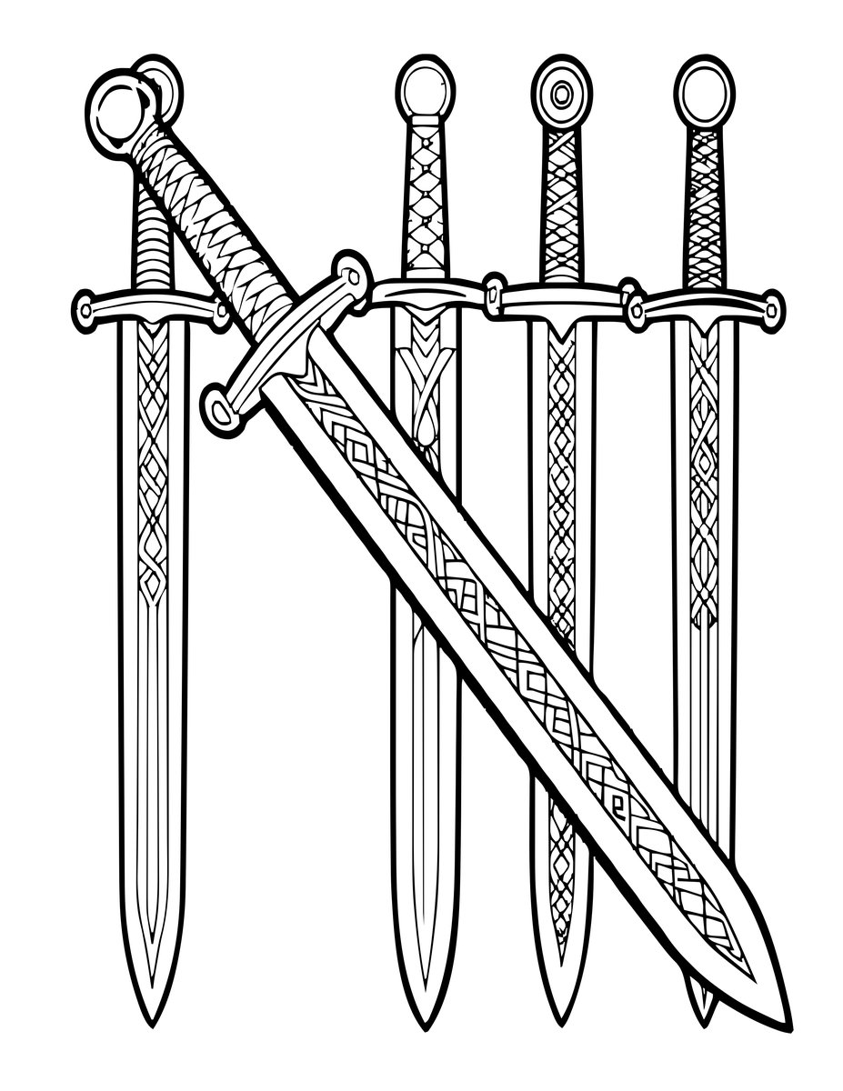 Viking Swords - free printable coloring page