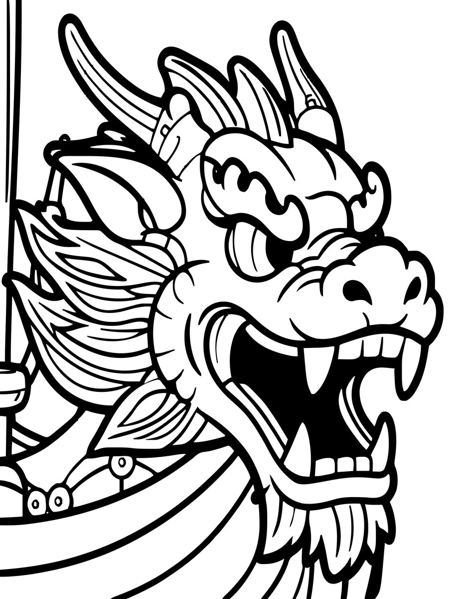 Drakkar Dragon Head - free printable coloring page