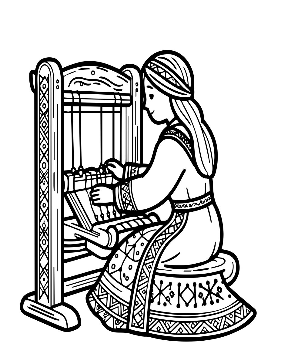 Viking Woman - free printable coloring page