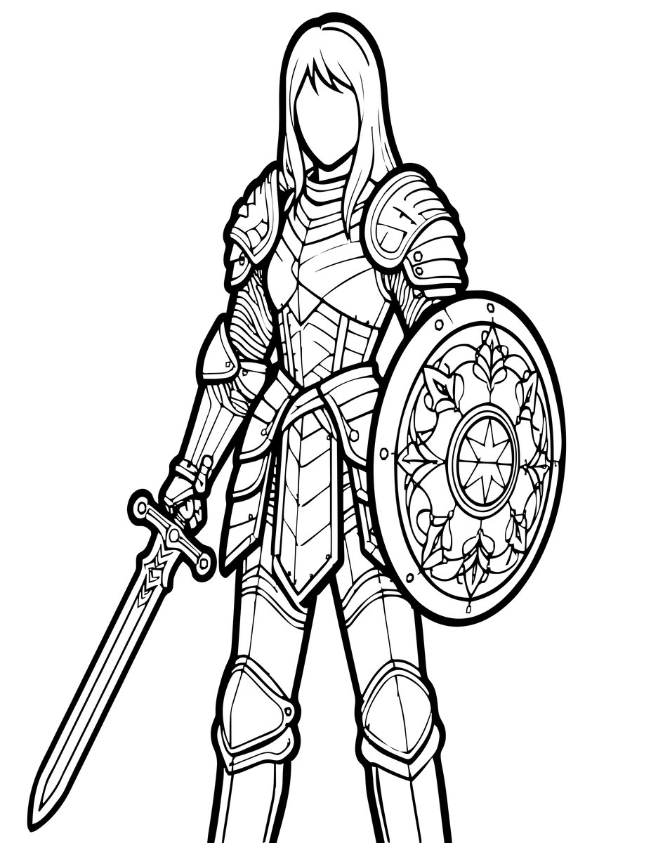 Shield Maiden - free printable coloring page