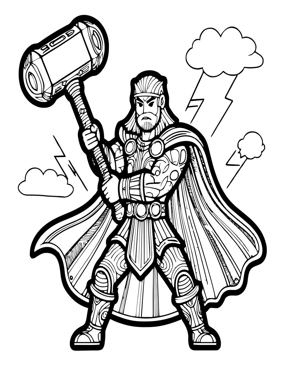 Thor - free printable coloring page