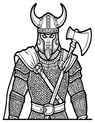 Viking Warrior Portrait - Free printable coloring page