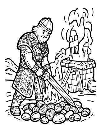 Viking Blacksmith - Free printable coloring page