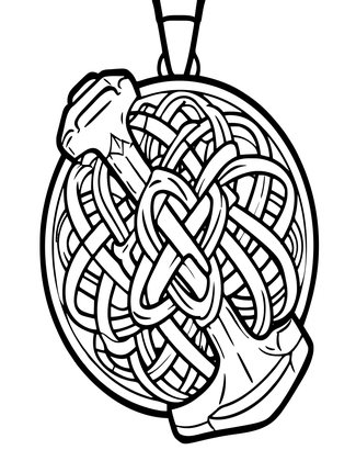 Mjolnir Pendant - Free printable coloring page