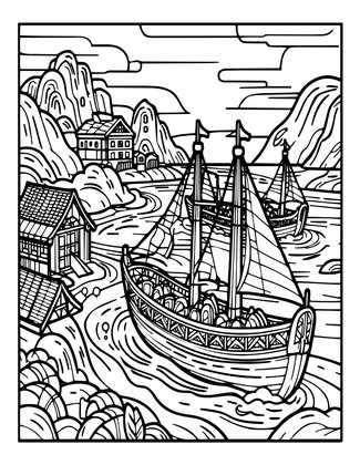 Viking Raid - Free printable coloring page