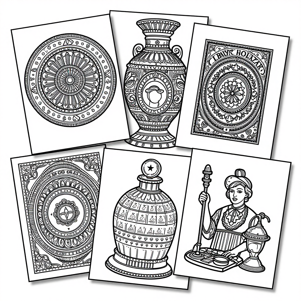 Vintage Apothecary coloring pages collection - 30 free printable pages
