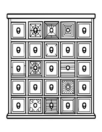 Drawers Cabinet - Free printable coloring page